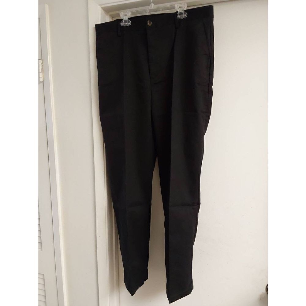 NWT~Men's Black Classic Fit Wrinkle Resistant Chino Dress Pants 36x30